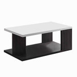 Benzara Wooden Coffee Table with Open Shelf, Glossy White and Brown