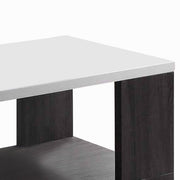 Benzara Wooden Coffee Table with Open Shelf, Glossy White and Brown