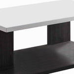 Benzara Wooden Coffee Table with Open Shelf, Glossy White and Brown