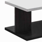 Benzara Wooden Coffee Table with Open Shelf, Glossy White and Brown