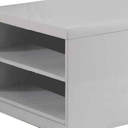 Benzara Wood and Metal Frame Coffee Table with Open Shelves, White and Chrome