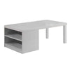 Benzara Wood and Metal Frame Coffee Table with Open Shelves, White and Chrome
