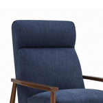 Benzara Fabric Upholstered Push Back Recliner with Tapered Legs, Blue and Brown