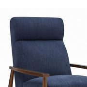 Benzara Fabric Upholstered Push Back Recliner with Tapered Legs, Blue and Brown