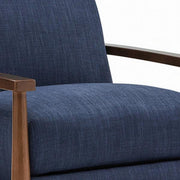 Benzara Fabric Upholstered Push Back Recliner with Tapered Legs, Blue and Brown