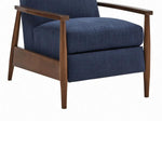 Benzara Fabric Upholstered Push Back Recliner with Tapered Legs, Blue and Brown