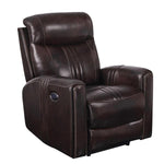 Benzara Faux Leather Upholstered Wooden Recliner with Switch Panel, Brown