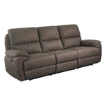 Benzara Fabric Upholstered 3 Piece Wooden Sofa with Pocket Coil Seat, Brown