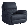 Benzara Fabric Upholstered Glider Recliner with Pocket Coil Seat, Blue