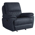 Benzara Fabric Upholstered Glider Recliner with Pocket Coil Seat, Blue