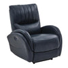 Benzara Leatherette Upholstered Power Recliner with Contoured Seats, Blue