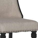 Benzara Fabric Upholstered Arm Chair with Nailhead Trims, Set of 2, Beige and Black