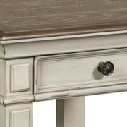 Benzara Wooden End Table with 1 Spacious Drawer, Brown and White