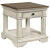 Benzara Wooden End Table with 1 Spacious Drawer, Brown and White