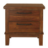 Benzara Wooden Nightstand with Chamfered Legs and 2 Spacious Drawers, Brown