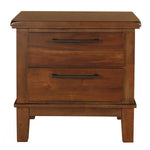 Benzara Wooden Nightstand with Chamfered Legs and 2 Spacious Drawers, Brown