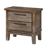 Benzara Wooden Nightstand with Chamfered Legs and 2 Spacious Drawers, Light Brown