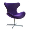 Benzara Fabric Upholstered Wooden Lounge Chair with Wing Backrest,Purple and Chrome