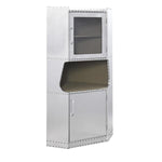 Benzara 2 Door Aluminum Cabinet with Open Compartment and Rivet Accents, Silver