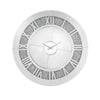 Benzara Round Beveled Mirror Frame Wall Clock with Faux diamond Inlay, Silver
