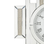 Benzara Irregular Mirror Panel Frame Wall Clock with Faux Diamond Inlay, Silver