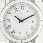 Benzara Irregular Mirror Panel Frame Wall Clock with Faux Diamond Inlay, Silver