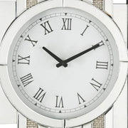 Benzara Irregular Mirror Panel Frame Wall Clock with Faux Diamond Inlay, Silver