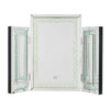 Benzara Tri Fold Mirror Panel Frame Accent Decor with LED Light, Silver