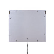Benzara Mirror Panel Frame Wall Decor with Light Function and Faux Diamond, Silver
