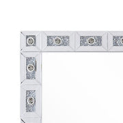 Benzara Mirror Panel Frame Wall Decor with Light Function and Faux Diamond, Silver