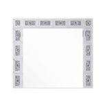 Benzara Mirror Panel Frame Wall Decor with Light Function and Faux Diamond, Silver