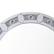 Benzara Round Mirror Panel Wall Decor with Light Function and Faux Diamond, Silver