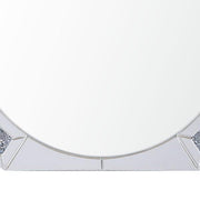 Benzara Round Mirror Panel Wall Decor with Light Function and Faux Diamond, Silver