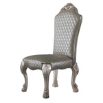Benzara High Back Leatherette Side Chair with Claw Legs, Set of 2, Silver and Gray