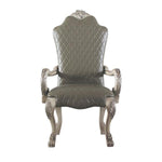 Benzara High Back Leatherette Arm Chair with Claw Legs, Set of 2, Silver and Gray