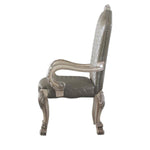 Benzara High Back Leatherette Arm Chair with Claw Legs, Set of 2, Silver and Gray