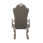Benzara High Back Leatherette Arm Chair with Claw Legs, Set of 2, Silver and Gray