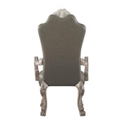 Benzara High Back Leatherette Arm Chair with Claw Legs, Set of 2, Silver and Gray
