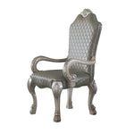 Benzara High Back Leatherette Arm Chair with Claw Legs, Set of 2, Silver and Gray