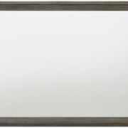 Benzara Rectangular Wooden Frame Mirror with Mounting Hardware, Gray and Silver