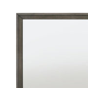 Benzara Rectangular Wooden Frame Mirror with Mounting Hardware, Gray and Silver