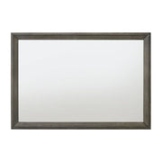 Benzara Rectangular Wooden Frame Mirror with Mounting Hardware, Gray and Silver
