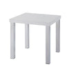Benzara Square Wooden End Table with Straight Metal Legs, White and Chrome