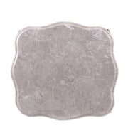 Benzara Marble Top Wooden End Table with Carvings and Anne Legs, Champagne Gold
