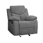 Benzara Fabric Upholstered Glider Recliner Chair with Pillow Top Armrest, Gray