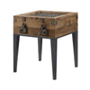 Benzara Trunk Style Accent Table with Glass Top and Metal Tapered Legs, Brown