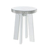 Benzara Round Mirror Panel Inlay End Table with Faux Crystals Accents, Silver