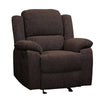 Benzara Fabric Upholstered Glider Recliner Chair with Pillow Top Armrest, Brown