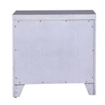 Benzara 3 Drawer Wooden Nightstand with Oversized Metal Bar Pulls, Antique White