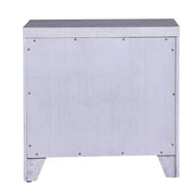 Benzara 3 Drawer Wooden Nightstand with Oversized Metal Bar Pulls, Antique White